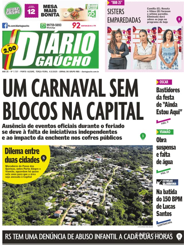 Capa jornal Diário Gaúcho 2025-03-04