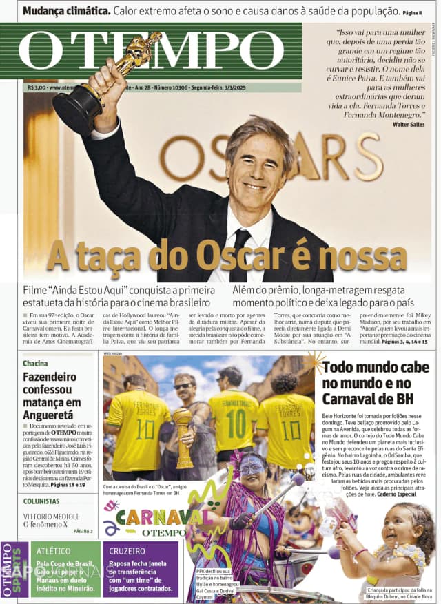 Capa jornal O Tempo 2025-03-03