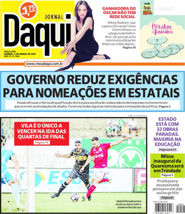 Capa jornal O Popular 2025-03-04