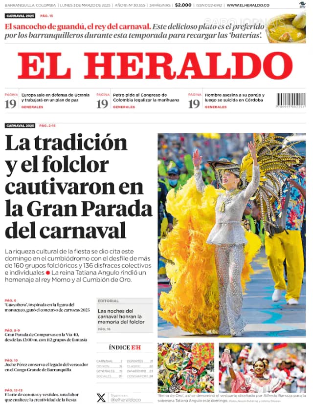 Capa jornal El Heraldo 2025-03-03