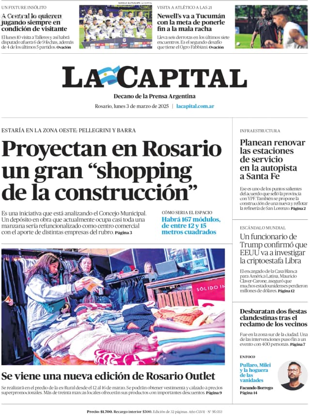 Capa jornal La Capital 2025-03-03