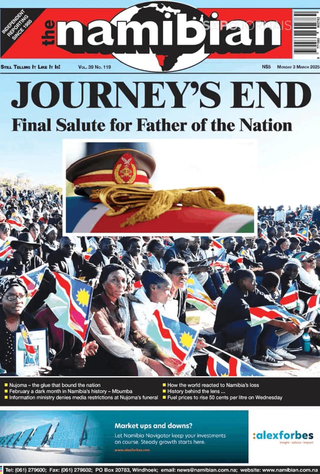 Capa jornal The Namibian 2025-03-03