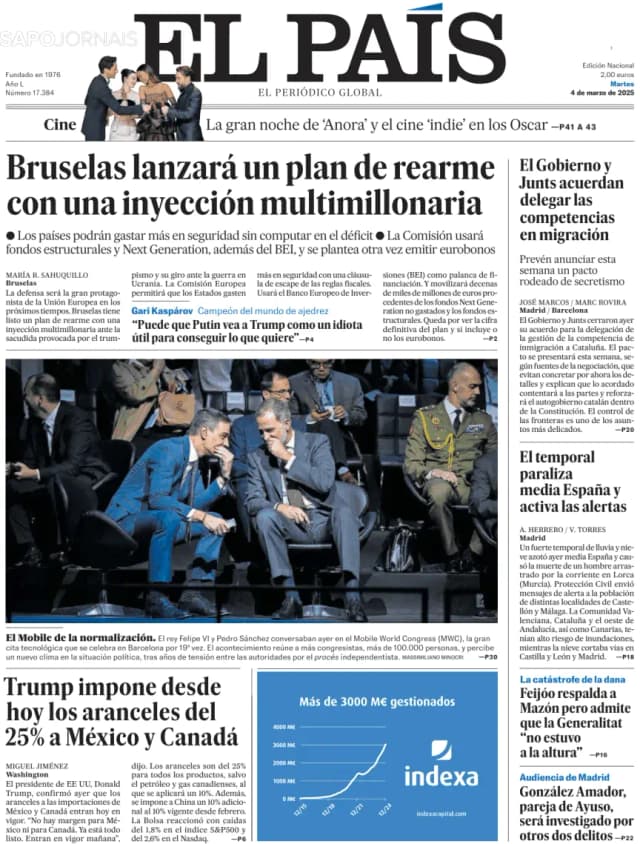 Capa jornal El País 2025-03-04