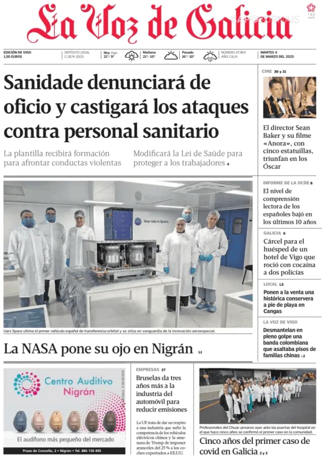 Capa jornal La Voz de Galicia 2025-03-04