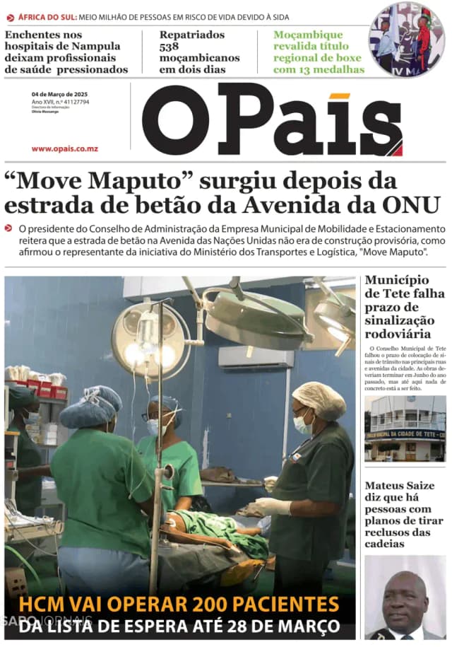 Capa jornal O País 2025-03-04