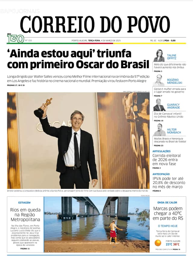 Capa jornal Correio do Povo 2025-03-04