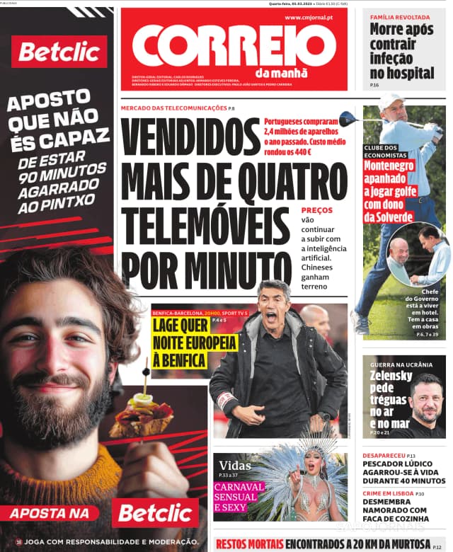 Capa jornal Correio da Manhã 2025-03-05