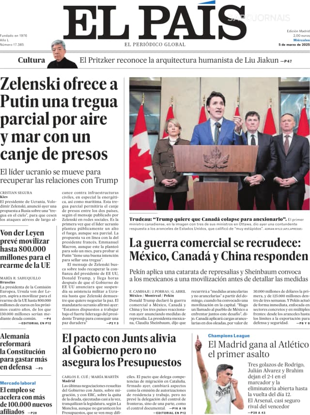 Capa jornal El País 2025-03-05