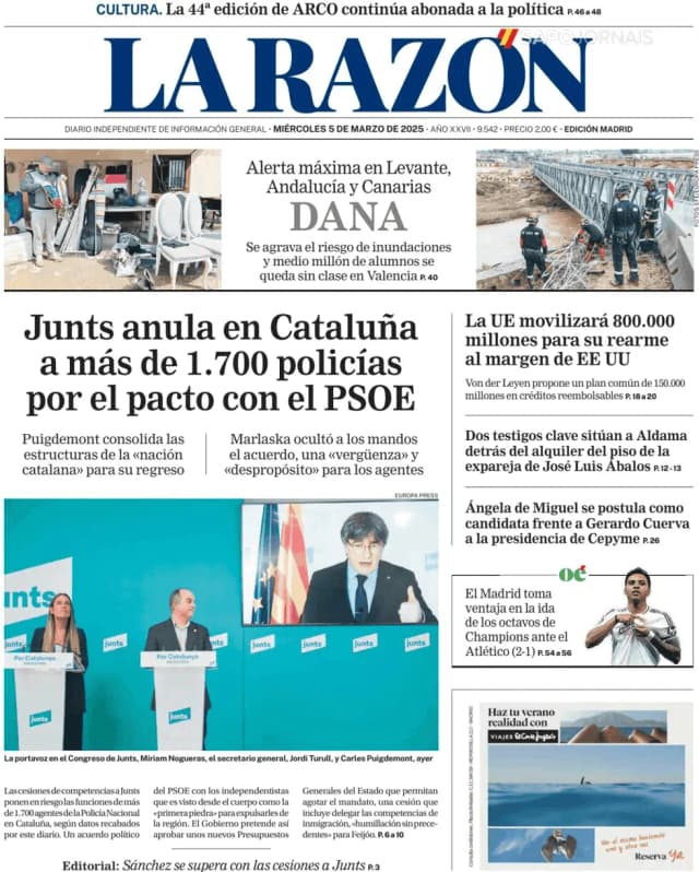 Capa jornal La Razón 2025-03-05