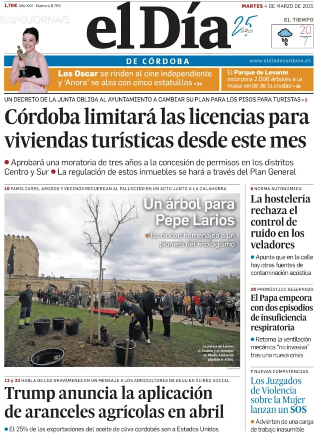 Capa jornal El Día de Córdoba 2025-03-04