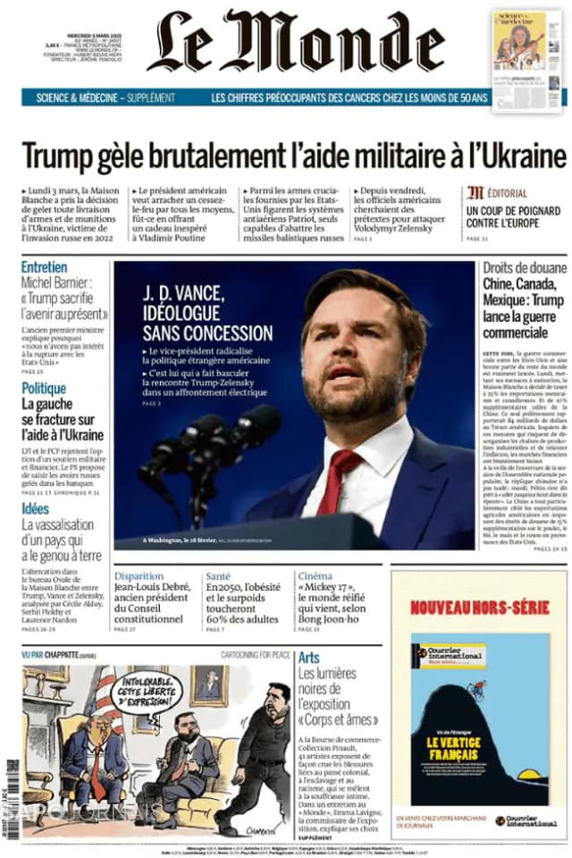 Capa jornal Le Monde 2025-03-05