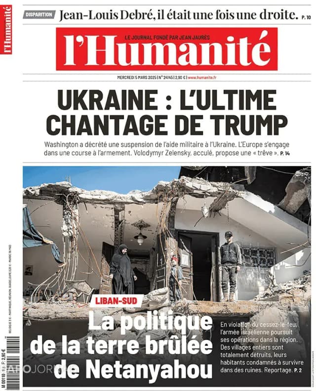 Capa jornal L'Humanité 2025-03-05