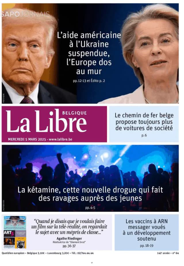 Capa jornal La Libre Belgique 2025-03-05