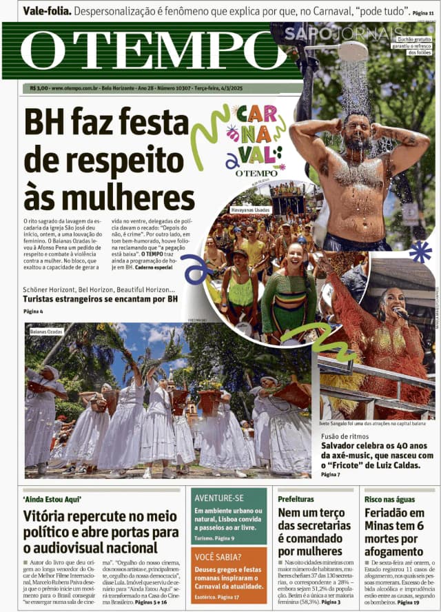 Capa jornal O Tempo 2025-03-04