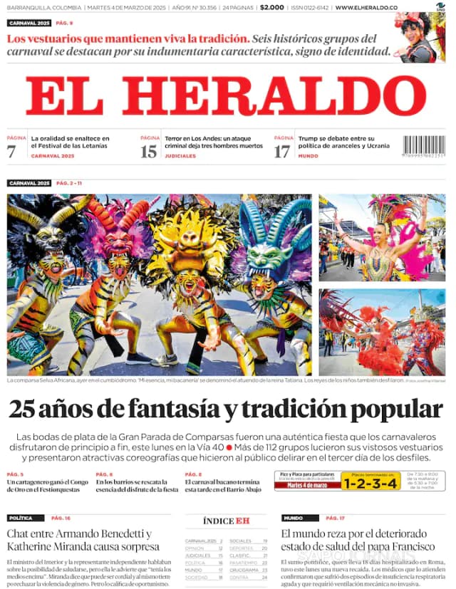 Capa jornal El Heraldo 2025-03-04