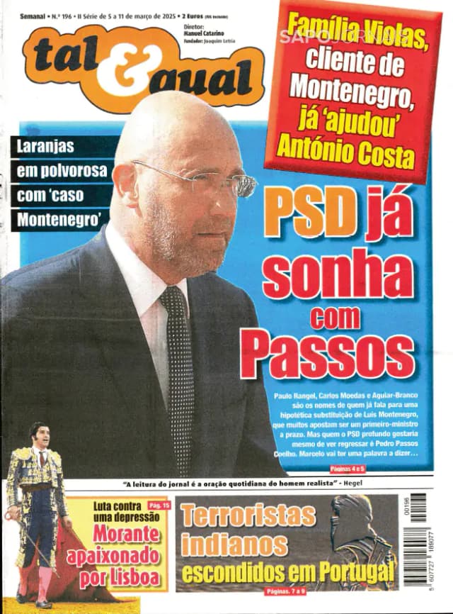 Capa jornal Tal & Qual 2025-03-05