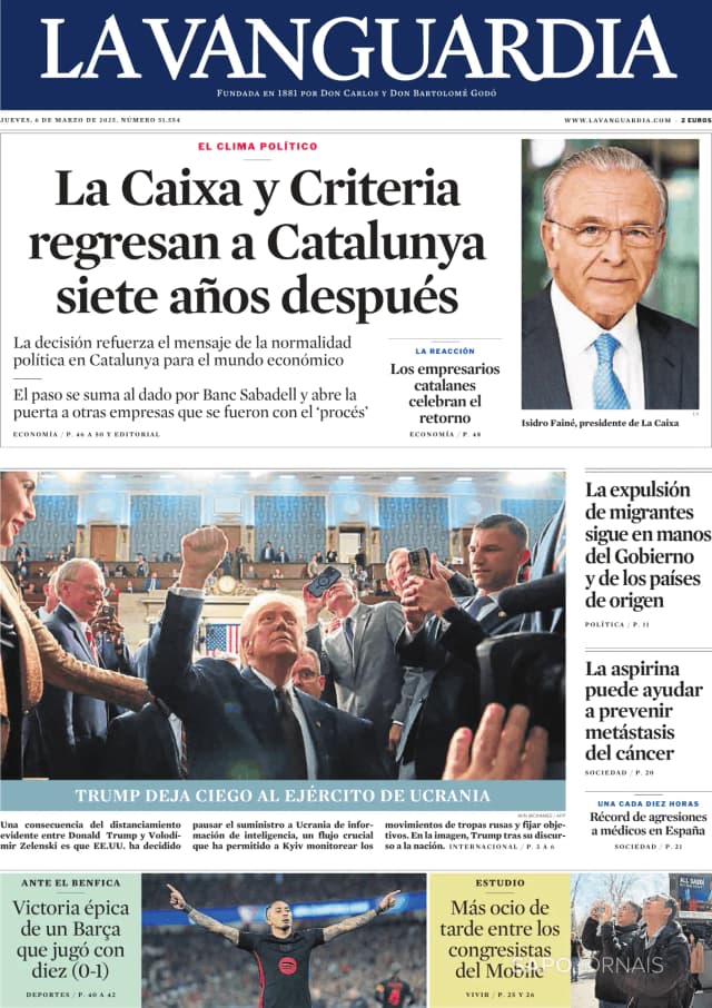 Capa jornal La Vanguardia 2025-03-06