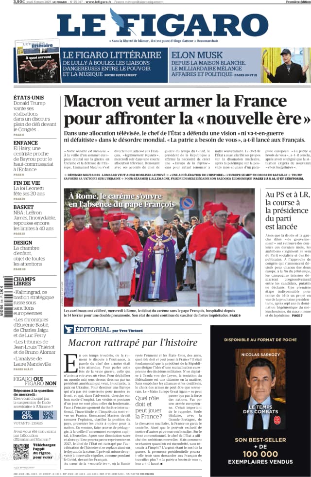 Capa jornal Le Figaro 2025-03-06