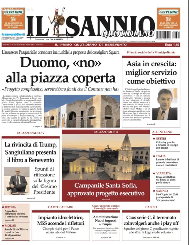 Capa jornal Il Sannio Quotidiano 2025-03-05