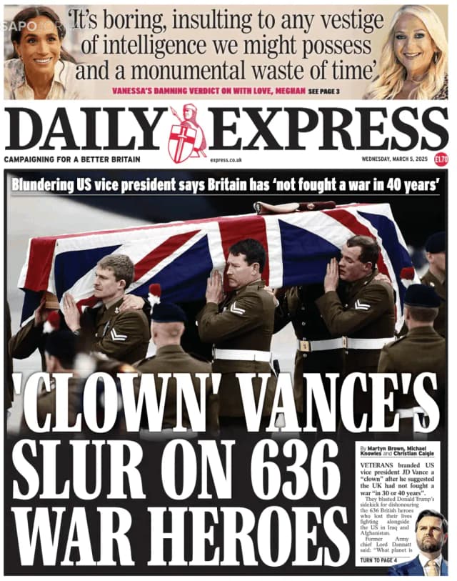 Capa jornal Daily Express 2025-03-05