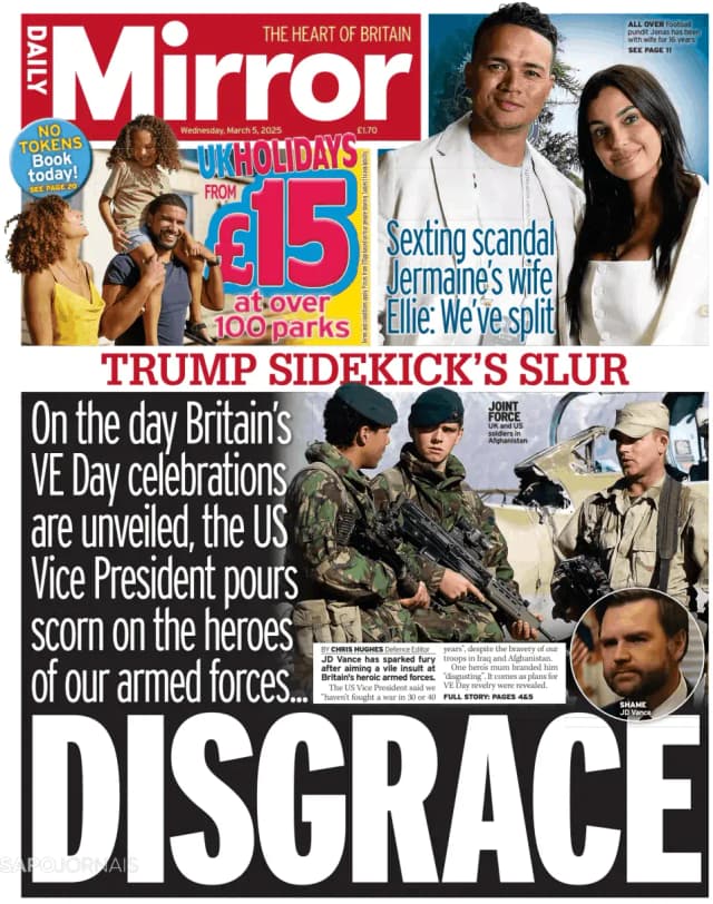 Capa jornal Daily Mirror 2025-03-05