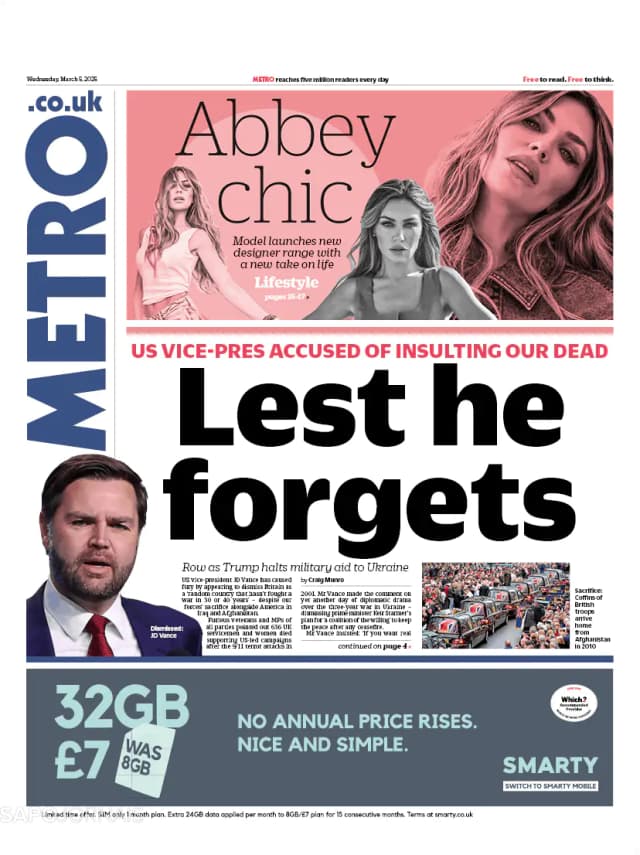 Capa jornal Metro London 2025-03-05