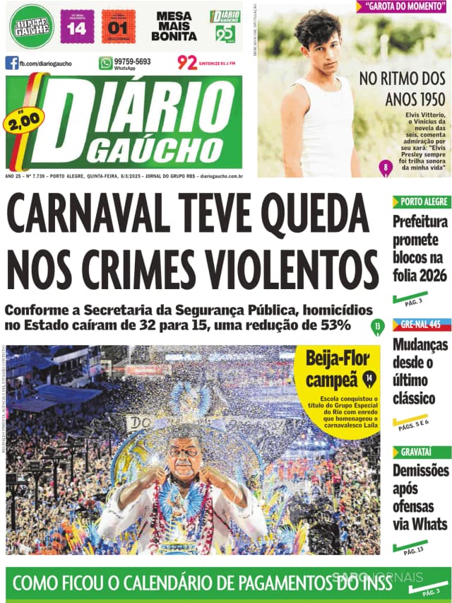 Capa jornal Diário Gaúcho 2025-03-06