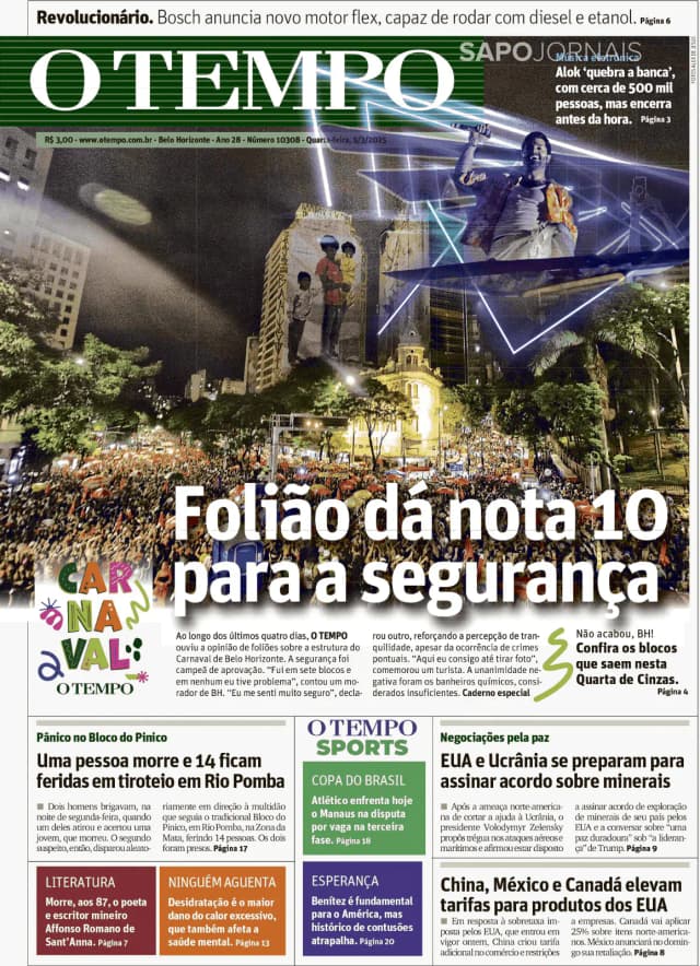 Capa jornal O Tempo 2025-03-05