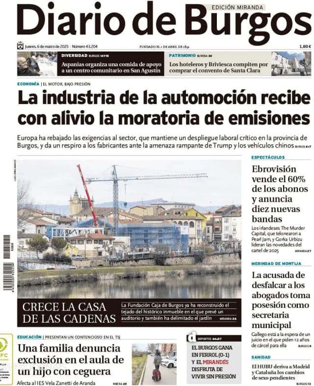 Capa jornal Diario de Burgos 2025-03-06