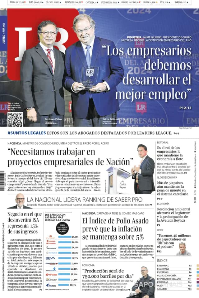 Capa jornal La Republica 2025-03-06