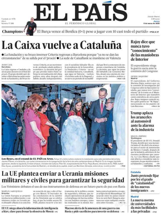 Capa jornal El País 2025-03-06