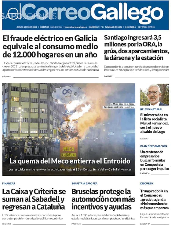 Capa jornal El Correo de Gallego 2025-03-06