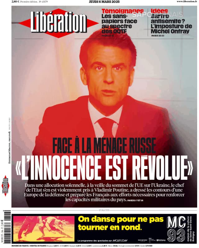 Capa jornal Libération 2025-03-06