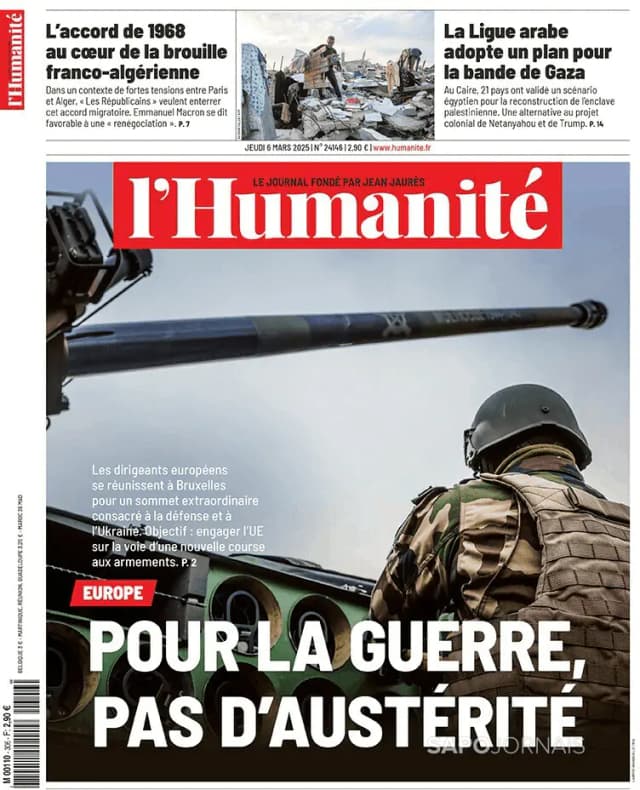 Capa jornal L'Humanité 2025-03-06