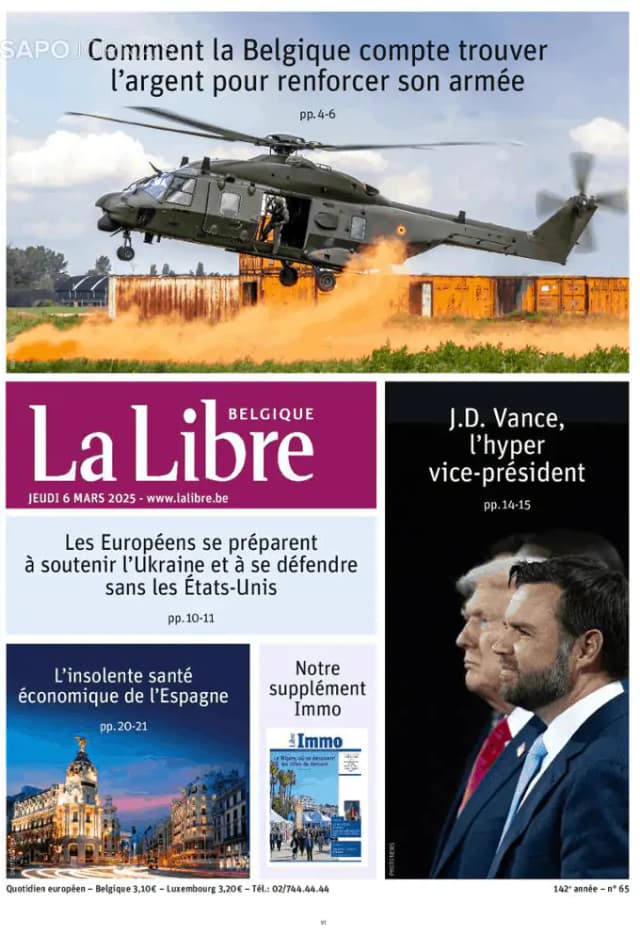 Capa jornal La Libre Belgique 2025-03-06