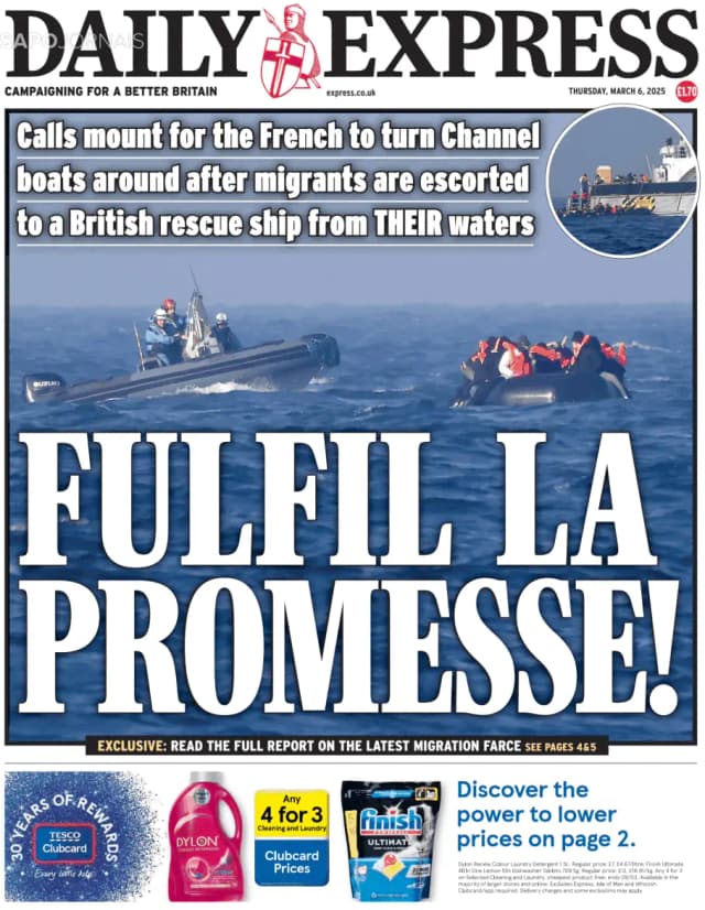 Capa jornal Daily Express 2025-03-06