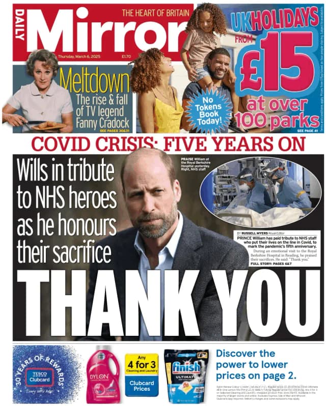 Capa jornal Daily Mirror 2025-03-06