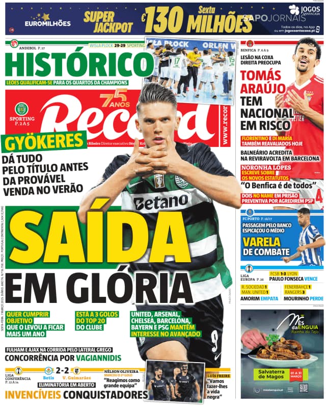 Capa jornal Record 2025-03-07