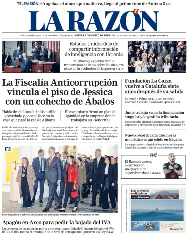 Capa jornal La Razón 2025-03-06