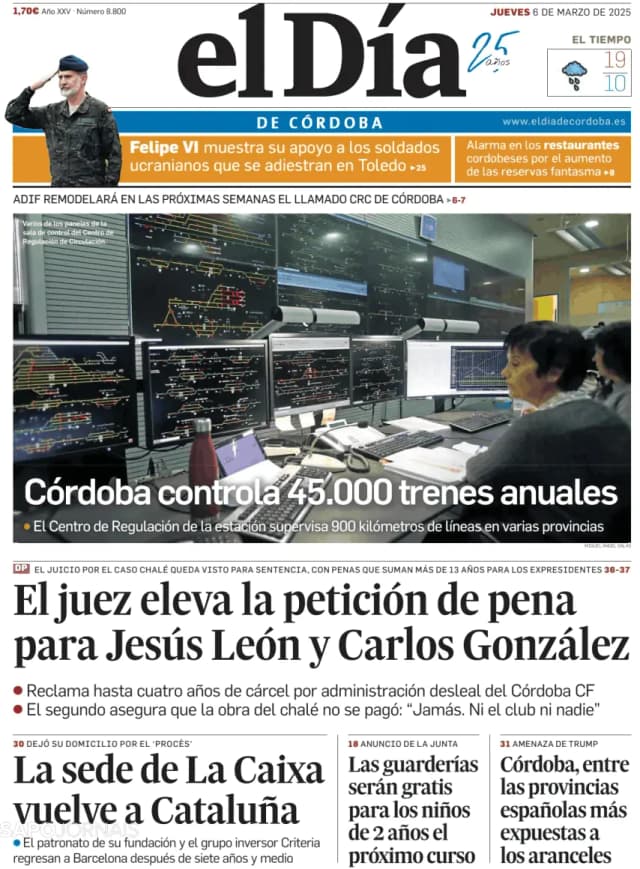 Capa jornal El Día de Córdoba 2025-03-06