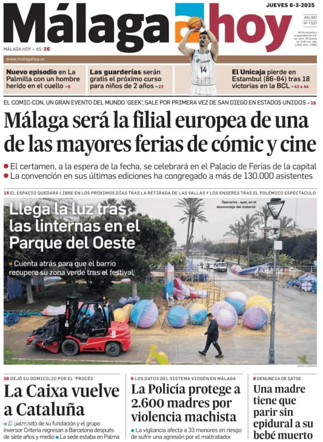 Capa jornal Málaga Hoy 2025-03-06