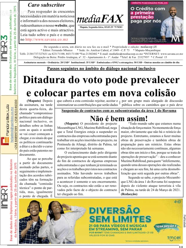 Capa jornal Mediafax 2025-03-07