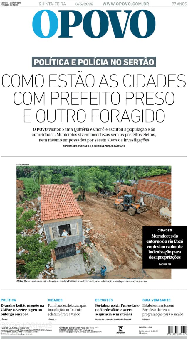 Capa jornal O Povo 2025-03-06