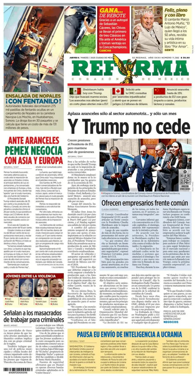 Capa jornal Reforma 2025-03-06