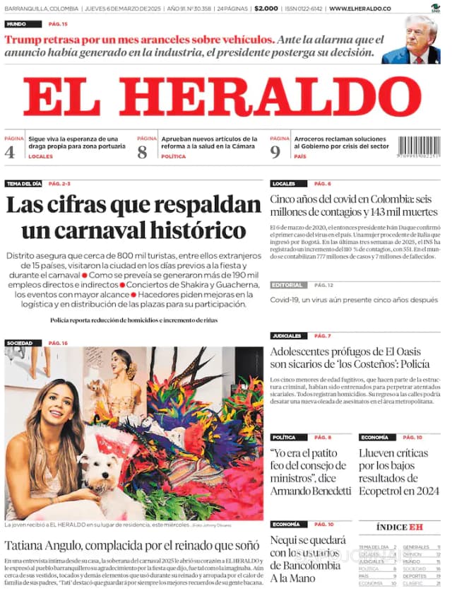 Capa jornal El Heraldo 2025-03-06