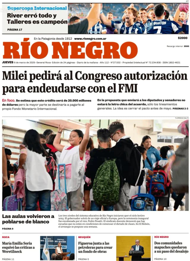 Capa jornal Rio Negro 2025-03-06