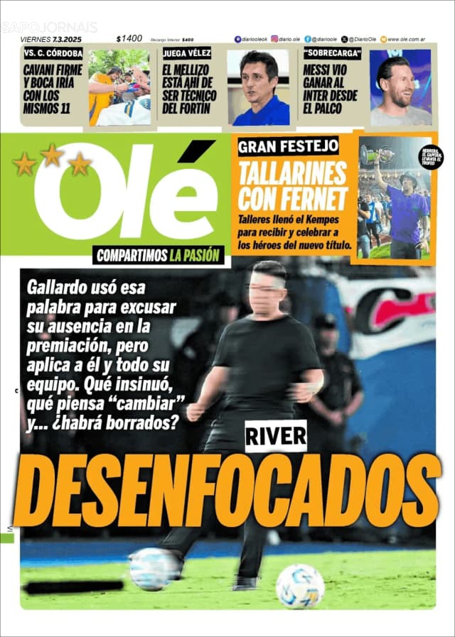 Capa jornal Olé 2025-03-07