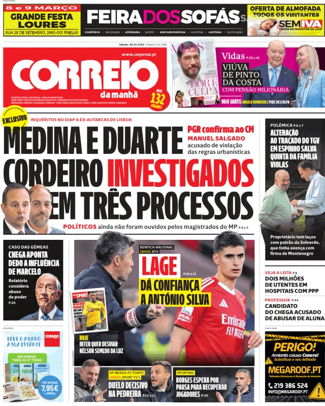 Capa jornal Correio da Manhã 2025-03-08