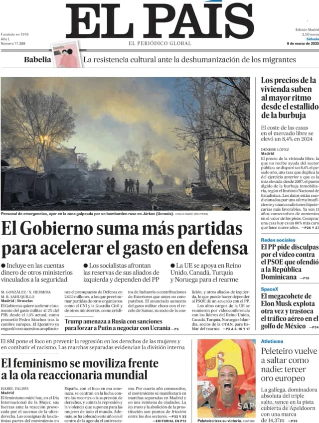 Capa jornal El País 2025-03-08