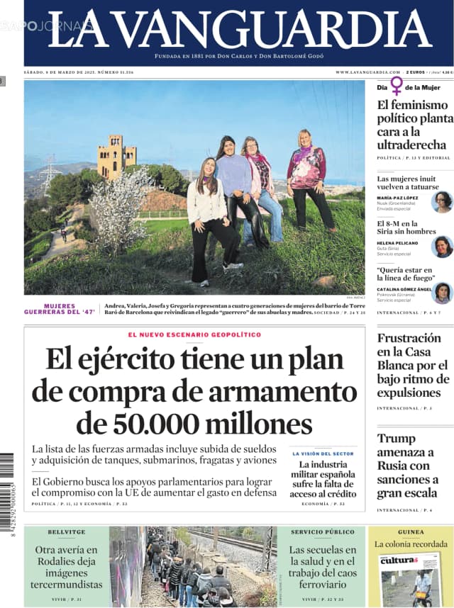 Capa jornal La Vanguardia 2025-03-08